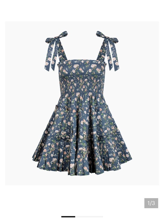 Hill House Dresses & Skirts - Hill House Charlotte Ribbon Nap Dress Floral Tie-Strap Mini in Bluebonnet Navy